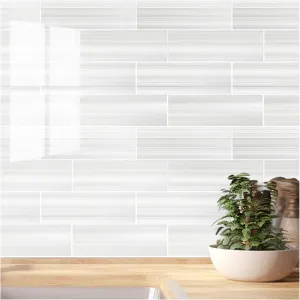 10 PCS Peel and Stick Kitchen Backsplash Tile, 3"x 9" Subway Tile Self-Adhesive Mosaic Sheet, Thicker PVC Wall Tile Stickers for Home Décor (Light Gray)