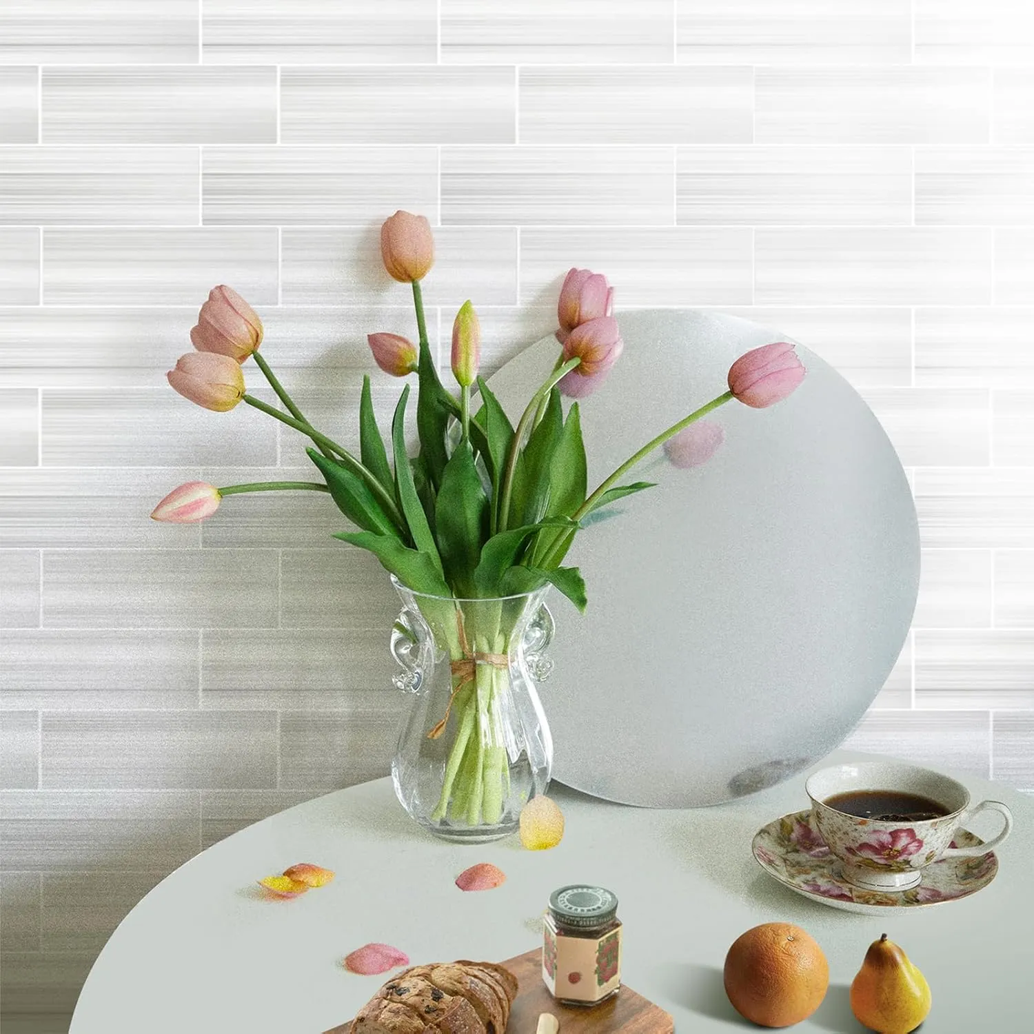 10 PCS Peel and Stick Kitchen Backsplash Tile, 3"x 9" Subway Tile Self-Adhesive Mosaic Sheet, Thicker PVC Wall Tile Stickers for Home Décor (Light Gray)