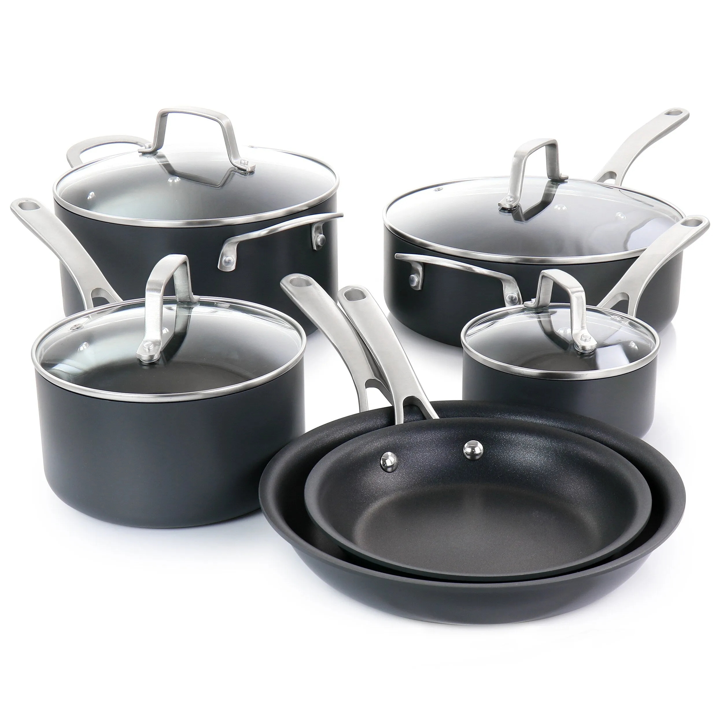 10 Piece Aluminum Nonstick Cookware Set in Black