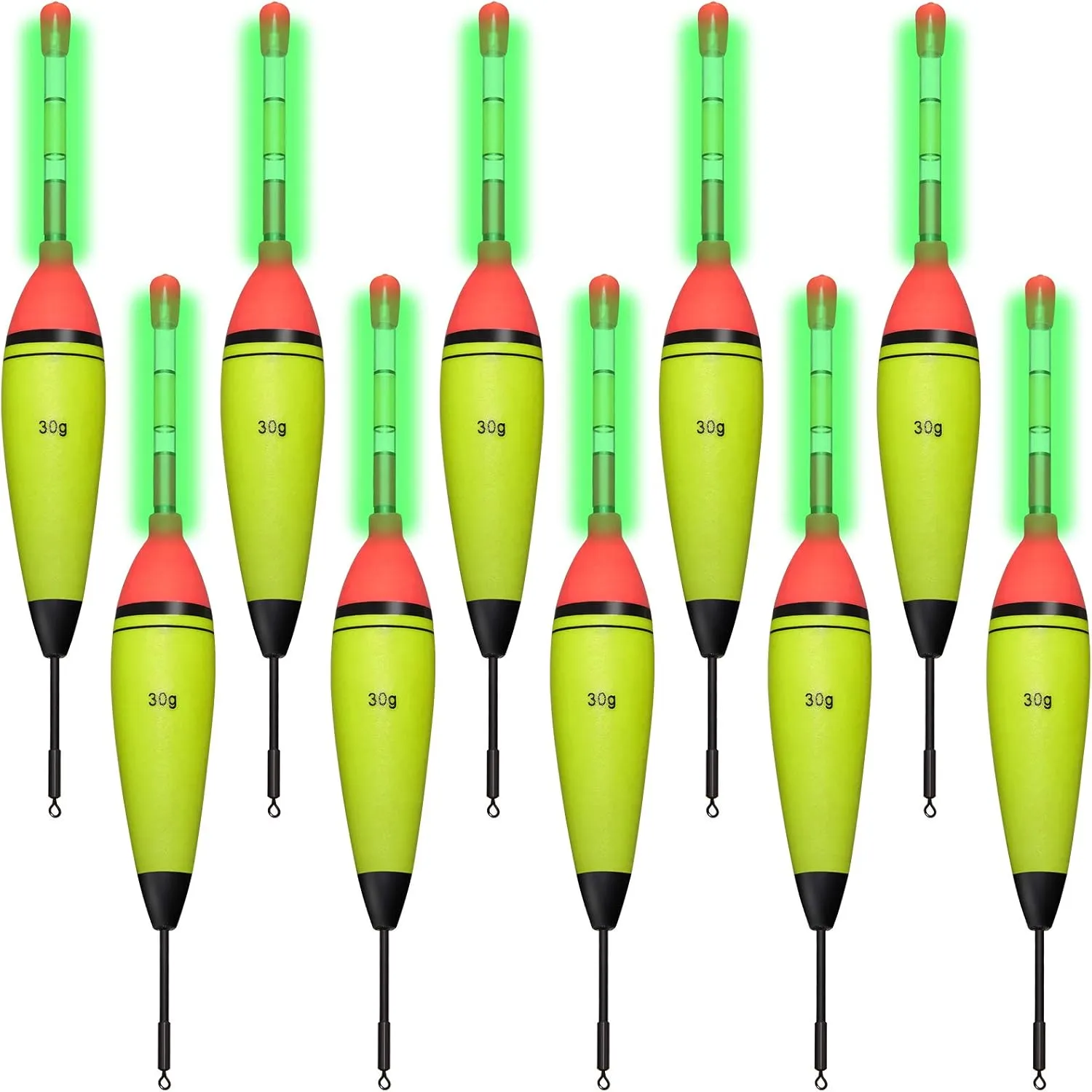 10 Pieces EVA Foam Fishing Floats Without Fishing Glow Sticks, Night Lighted Fishing Bobbers Slip Floats with Glowing Stick Tubes for Fishing