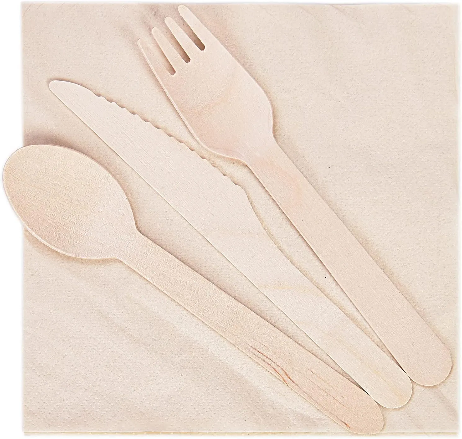 100% Compostable Cutlery Set [50 sets] Camping Utensil Set Include Spoon, Forks with Knives & Bamboo Napkins for Wedding, Party, Picnic, and Event by Earth’s Natural Alternative
