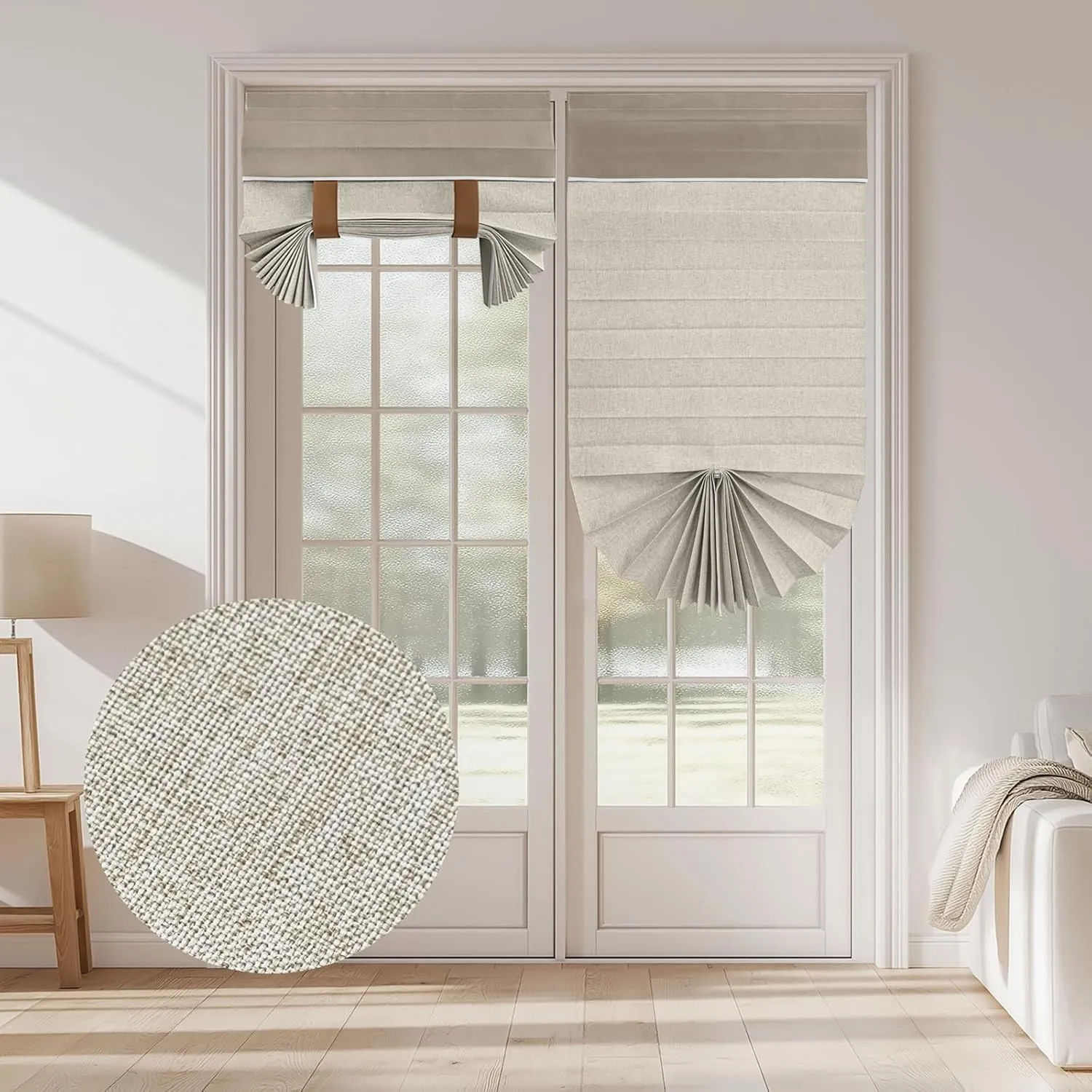 100% Self Adhesive Portable Blackout Curtains - Sticky Vertical Blinds Privacy Thermal Insulated Tricia Door Drapery for Patio Door French Door Sidelight Curtain, W26 x L40, 1 Panel, Cream White