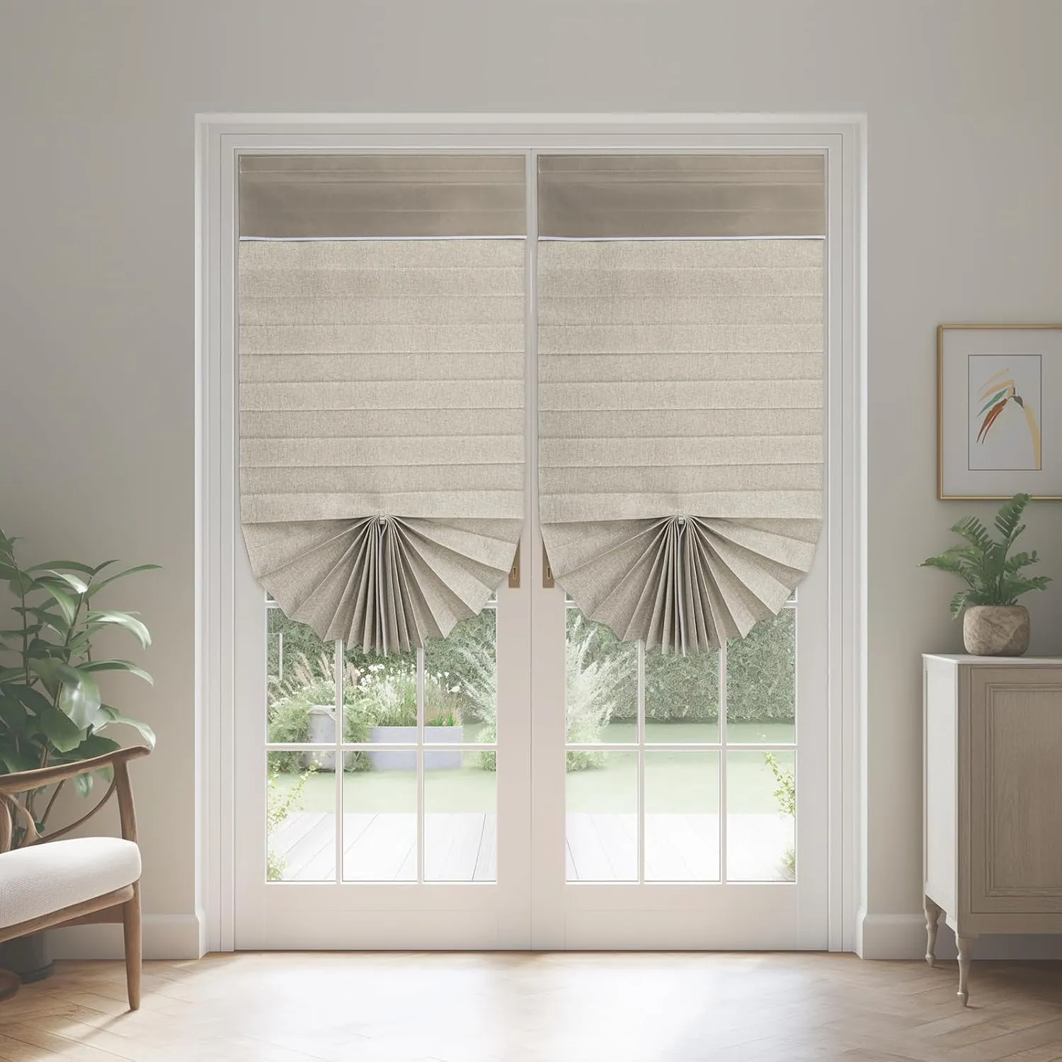 100% Self Adhesive Portable Blackout Curtains - Sticky Vertical Blinds Privacy Thermal Insulated Tricia Door Drapery for Patio Door French Door Sidelight Curtain, W26 x L40, 1 Panel, Cream White