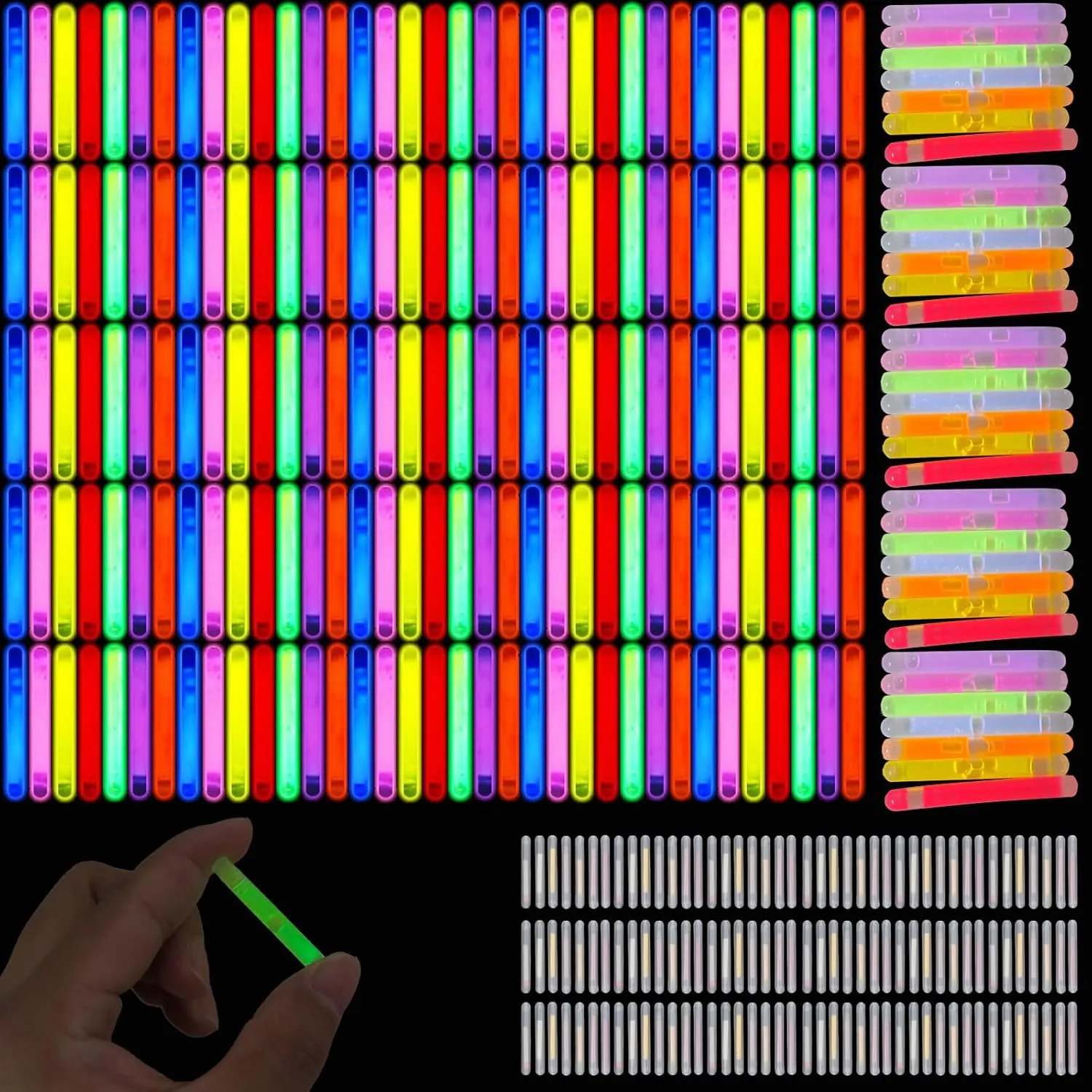 1000 Pcs Fishing Glow Sticks Bulk 1.6 Inch Small Glow Night Fishing Glow Stick Mini Underwater Light Stick Rod Tip Glow Sticks for Rave Christmas Easter Halloween Party Decor Supplies