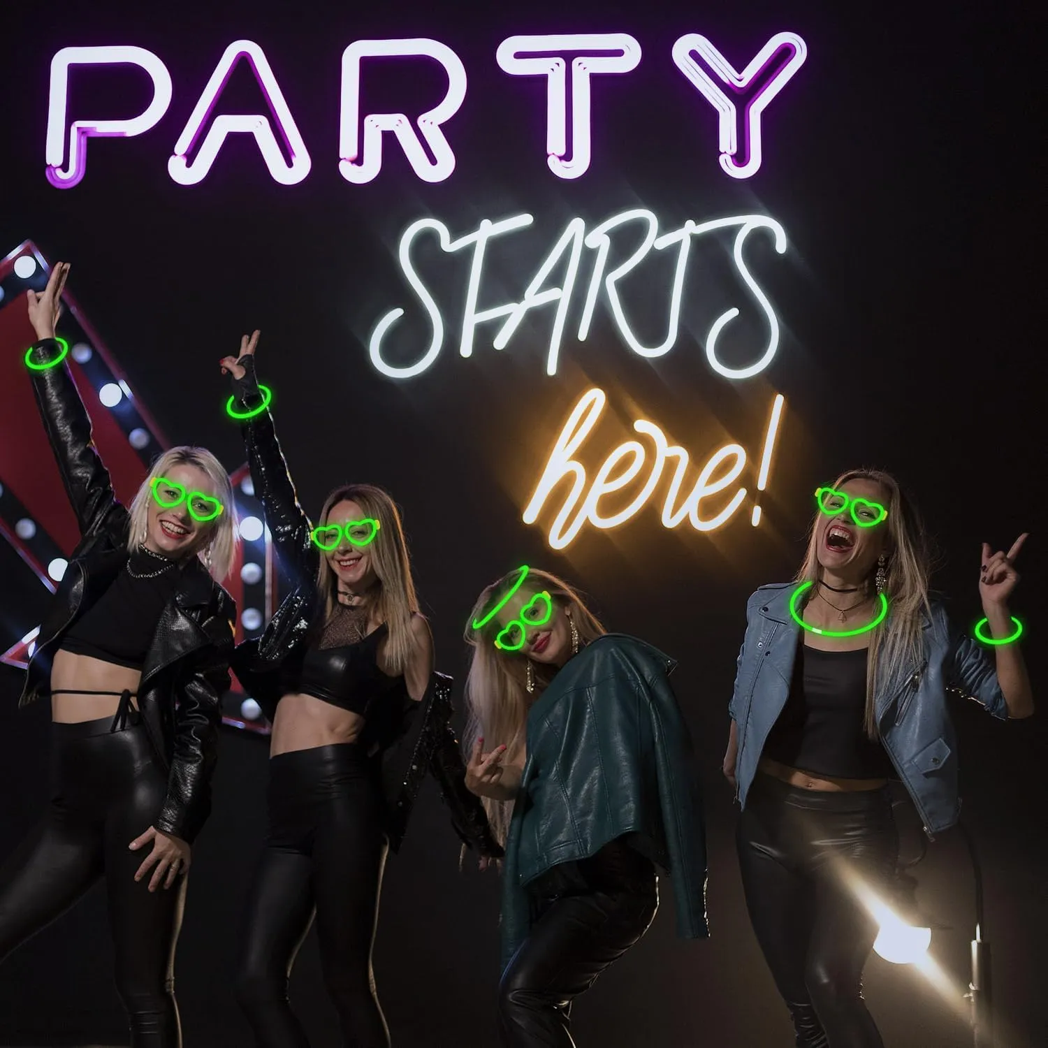 100PCS Green Glow Sticks Party Favors with 20PCS Glow Glasses(For 60 Glow Bracelets&20 Heart Glasses),Glow In The Dark Party Supplies Neon Party Decor for Halloween Chirtsmas Carnival Birthday