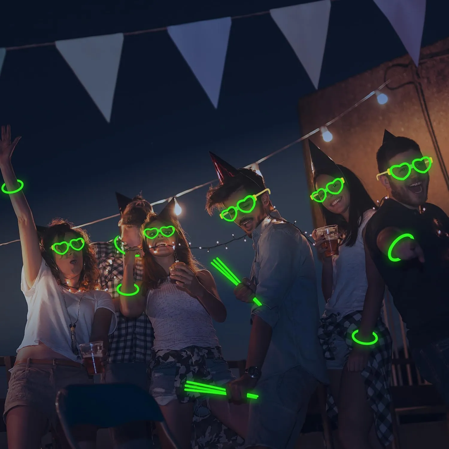 100PCS Green Glow Sticks Party Favors with 20PCS Glow Glasses(For 60 Glow Bracelets&20 Heart Glasses),Glow In The Dark Party Supplies Neon Party Decor for Halloween Chirtsmas Carnival Birthday