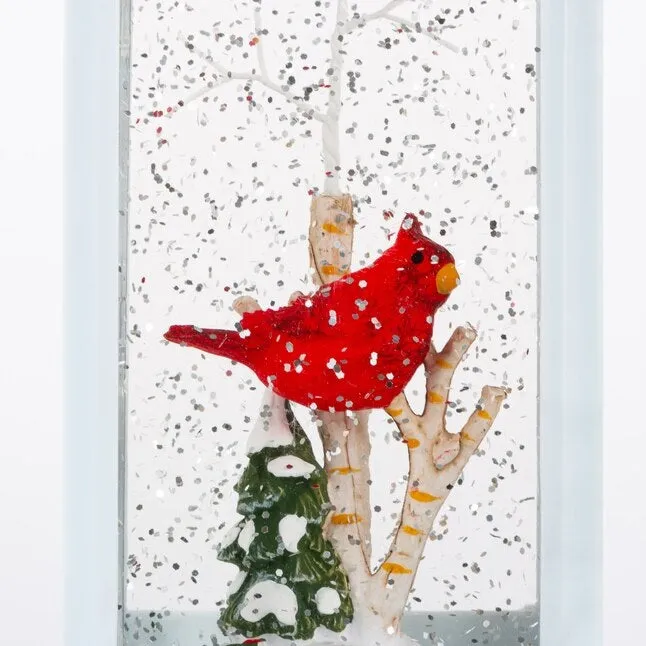 10.6" Battery-Operated Spinning Water Lantern with Winter Scene & Cardinal