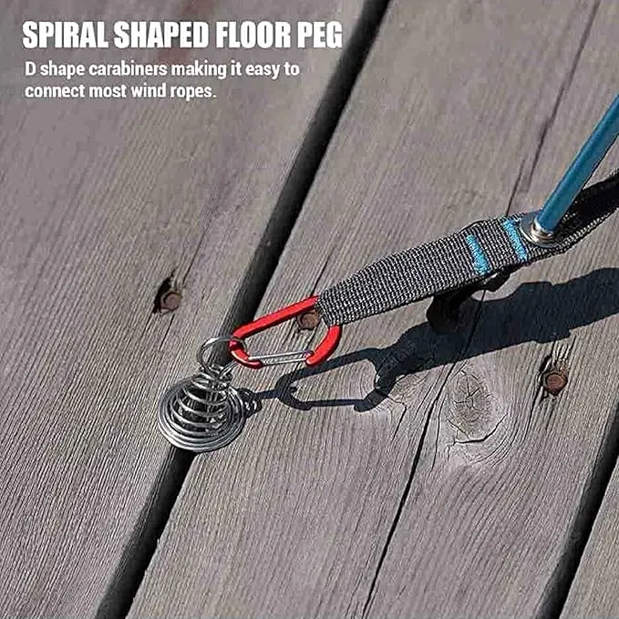10PCS Deck Anchor Pegs, Windproof Aluminium Alloy Octopus Tent Stakes with Spring Buckle, Portable Wind Rope Anchor, Camping Tent Nail