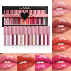 12 Colors Tinted Lip Gloss Set, 2024 Hydrating Moisturizing liquid Lipsticks Set Not Fade Waterproof Glow Oil Rich Colors Full Lips Gloss For Women Girls