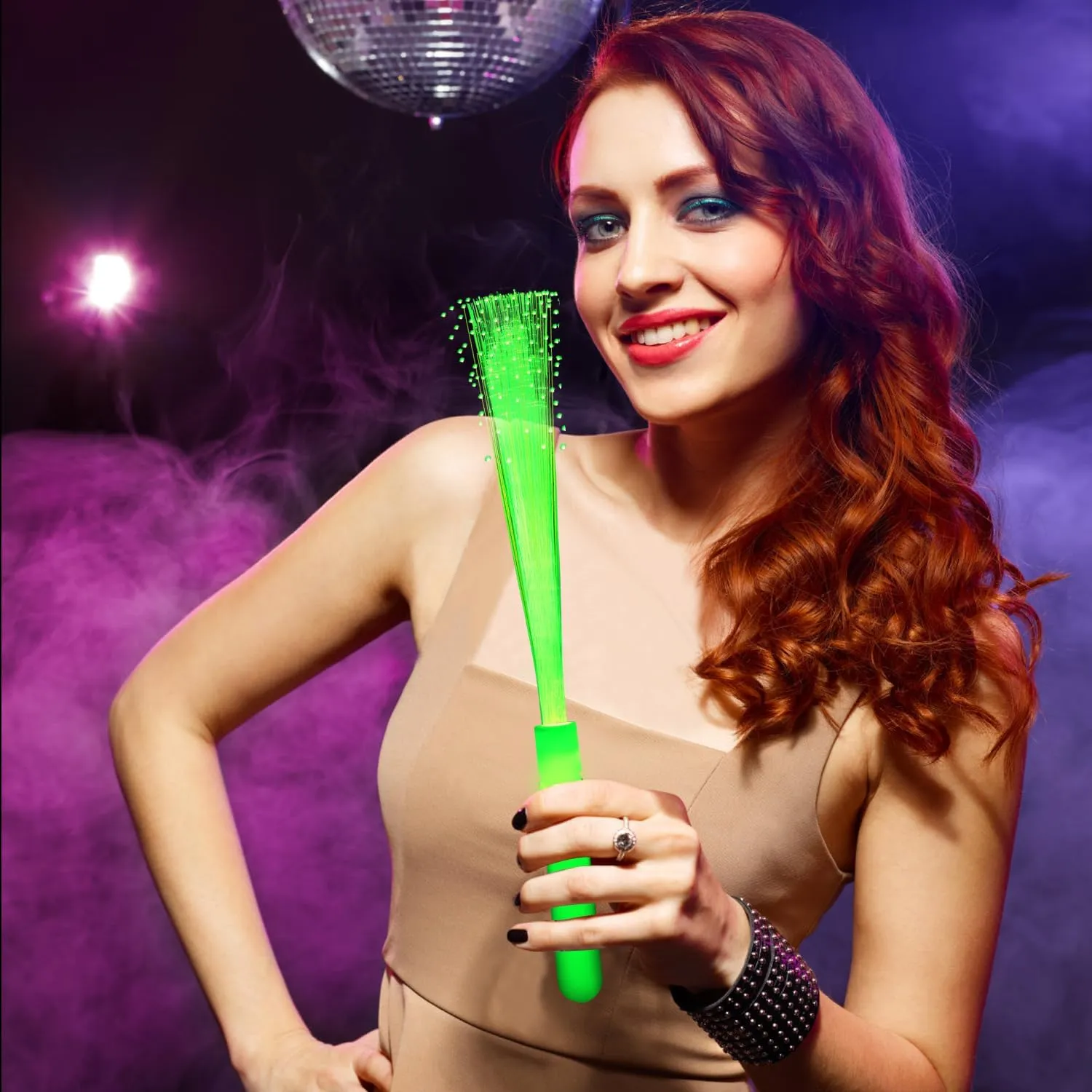 12 Pack Green Glow Sticks Light Up Fiber Optic Stick Glow Wands Bulk with 3 Flashing Models for Christmas Saint Patrick's Day Easter Party Favors