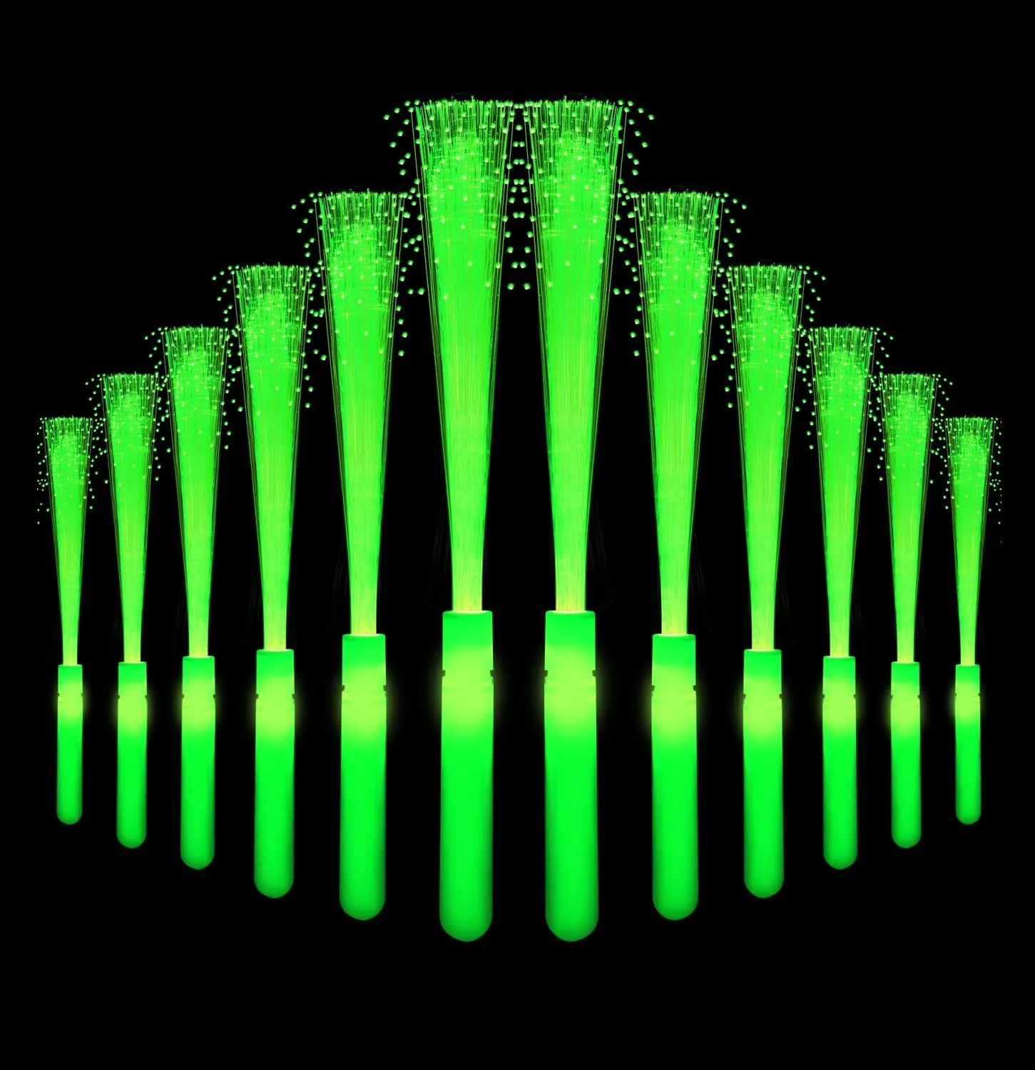 12 Pack Green Glow Sticks Light Up Fiber Optic Stick Glow Wands Bulk with 3 Flashing Models for Christmas Saint Patrick's Day Easter Party Favors