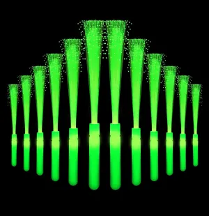 12 Pack Green Glow Sticks Light Up Fiber Optic Stick Glow Wands Bulk with 3 Flashing Models for Christmas Saint Patrick's Day Easter Party Favors