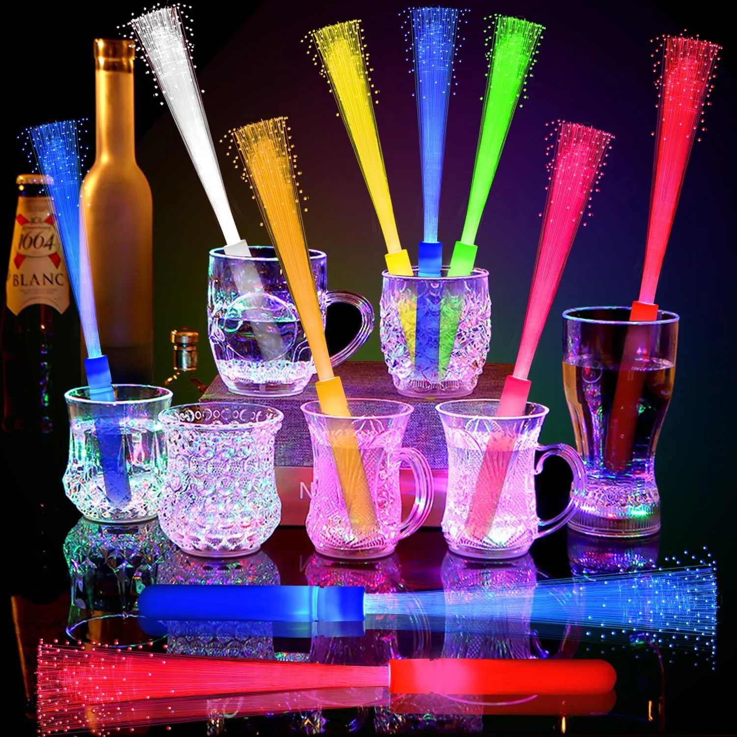 12 Pack Green Glow Sticks Light Up Fiber Optic Stick Glow Wands Bulk with 3 Flashing Models for Christmas Saint Patrick's Day Easter Party Favors