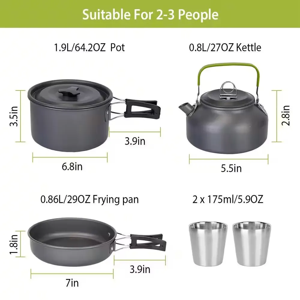 12-Piece Aluminum Camping Cookware Set with Storage Bag