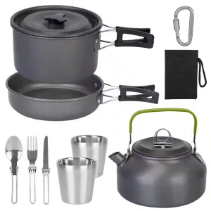 12-Piece Aluminum Camping Cookware Set with Storage Bag