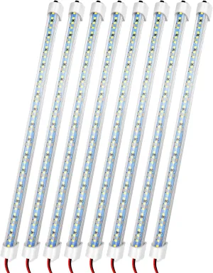 12v LED Interior Light Bar, DC 12 Volt led Strip Lights with Switch and Magnets, 6500K White Light for Enclosed Cargo Trailer Car RV Van Truck Lorry Cabinet Camper Boat Caravan Motorhome 8P