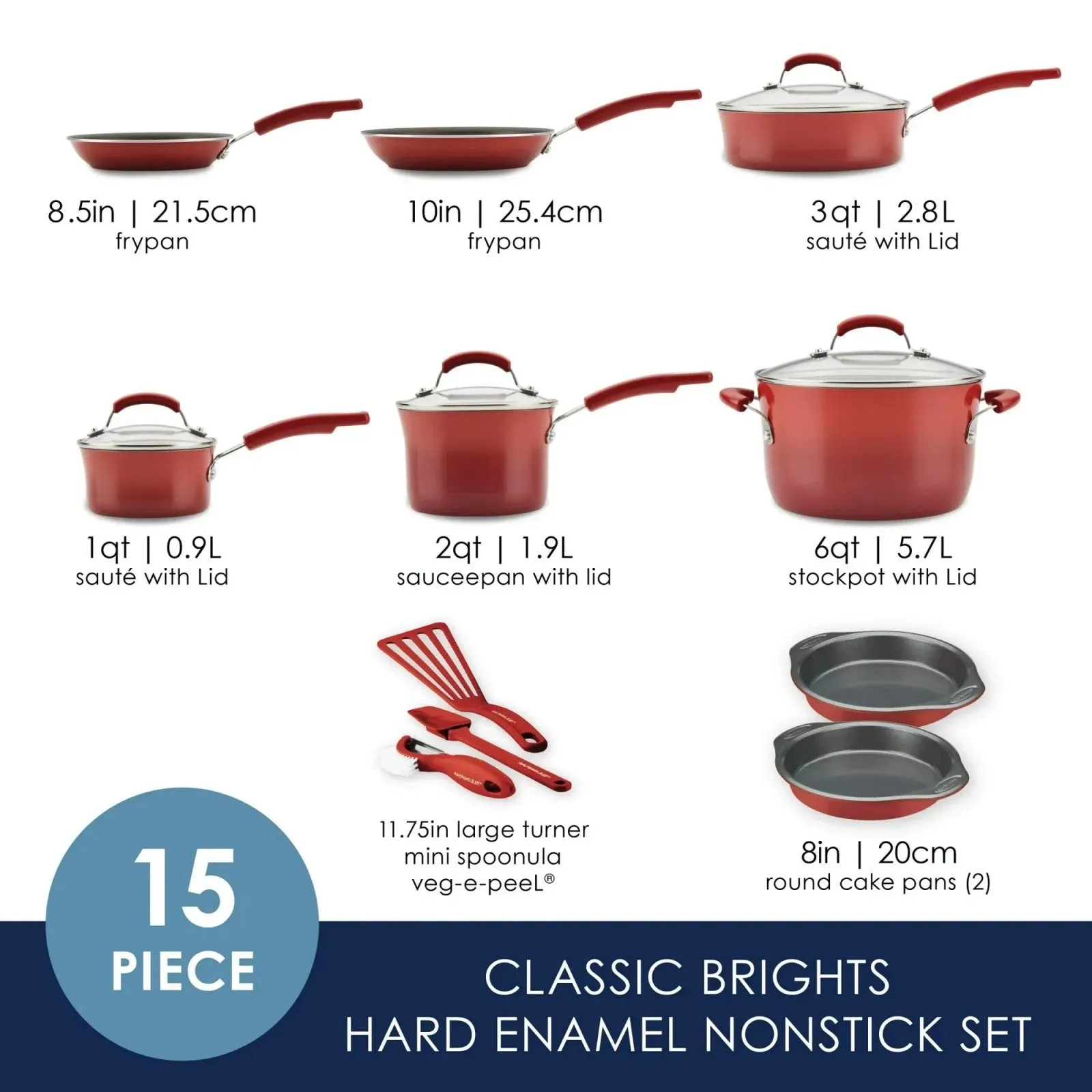 15-piece red LunaLulink pans pans Great savings Nonstick Efficient customer service set