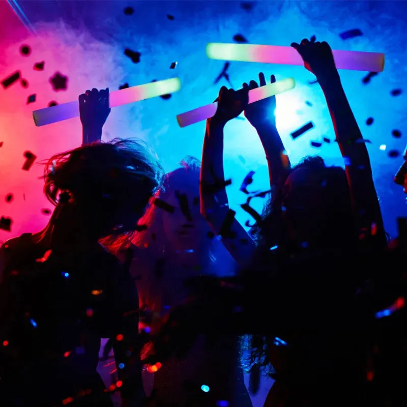 15/30Pcs LED Glow Sticks Bulk Colorful RGB Glow Foam Stick Cheer Tube Dark Light for Xmas Birthday Wedding Party Supplies