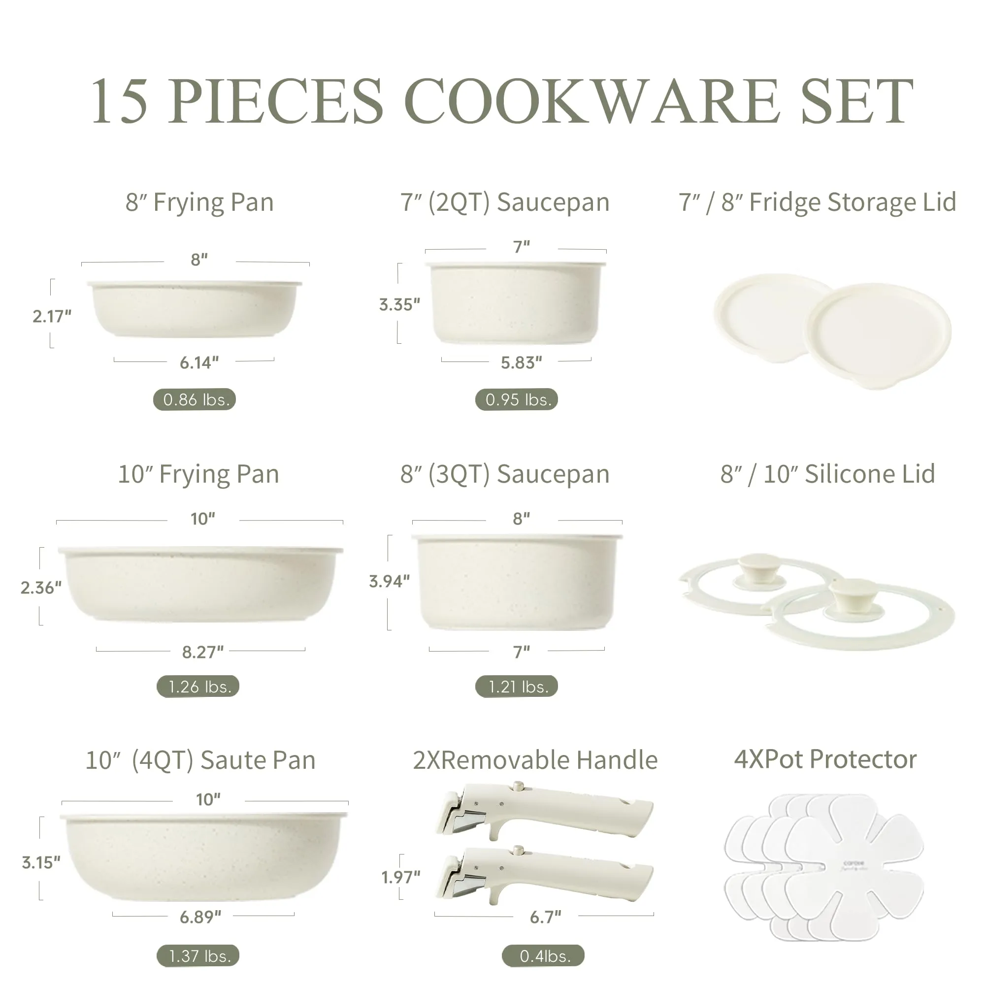 15pcs and Space Dishwasher/Oven/Fridge with Pans Kitchen High-quality for low cost CAROTE Detachable Stick, Set, Versatile Induction RV Safe, Cookware Set, Set Saving Flexible Set Nonstick Set Non Pots Pots Sets, Handle,