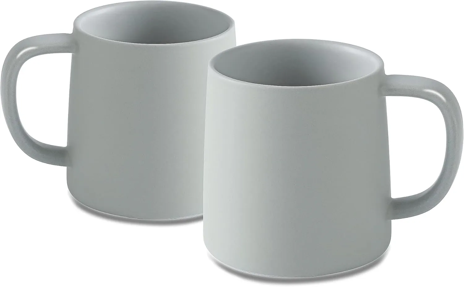 16 Oz Coffee Mugs, Matte Light Grey Mug Set of 2, Ceramic Mugs Coffee, Solid Color Coffee Cups Ceramic