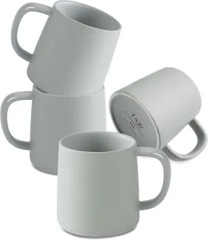 16 Oz Coffee Mugs, Matte Light Grey Mug Set of 4, Ceramic Mugs Coffee, Solid Color Coffee Cups Ceramic