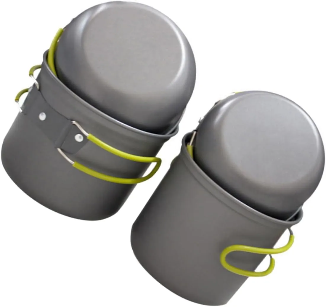 2-3 Person Set Camping Cookware Aluminum Oxide Picnic Pot Set Cooking Pans for Outdoor Cooking