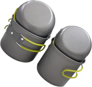 2-3 Person Set Camping Cookware Aluminum Oxide Picnic Pot Set Cooking Pans for Outdoor Cooking