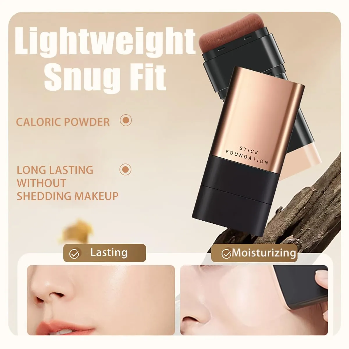 2 In 1- Luxury Anti-Wrinkle Foundation Stick, Korea Flawless Eraser Foundation Stick With Brush, Contour Stick Foundation Face Stick, Makeup Eraser Korean Foundation Stick (Brilliant White * 2)