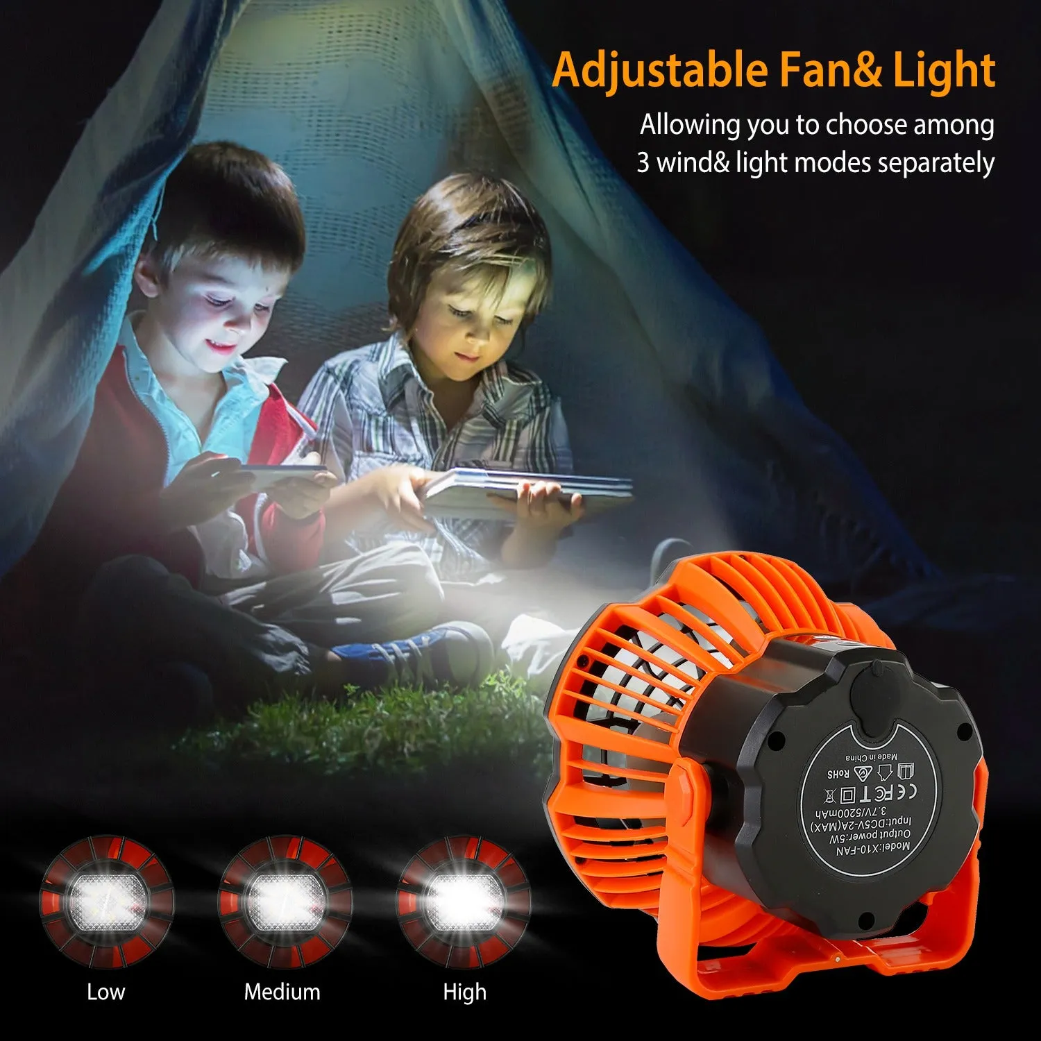 2-in-1 Portable Camping Lantern Electric Fan