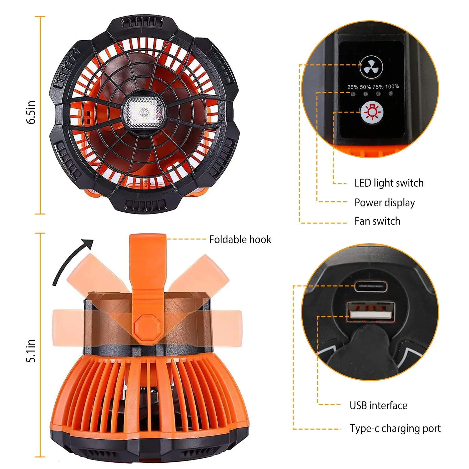2-in-1 Portable Camping Lantern Electric Fan
