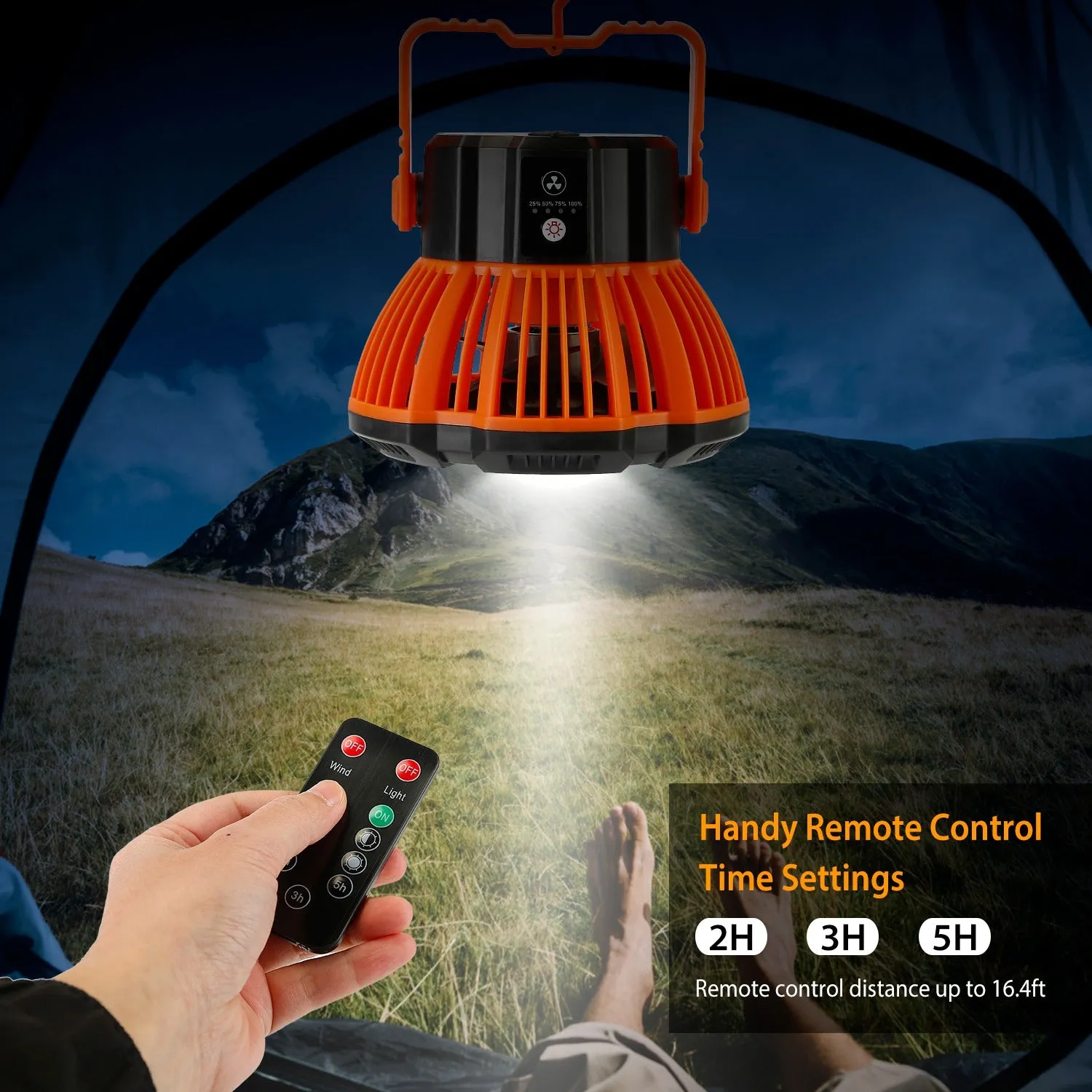 2-in-1 Portable Camping Lantern Electric Fan