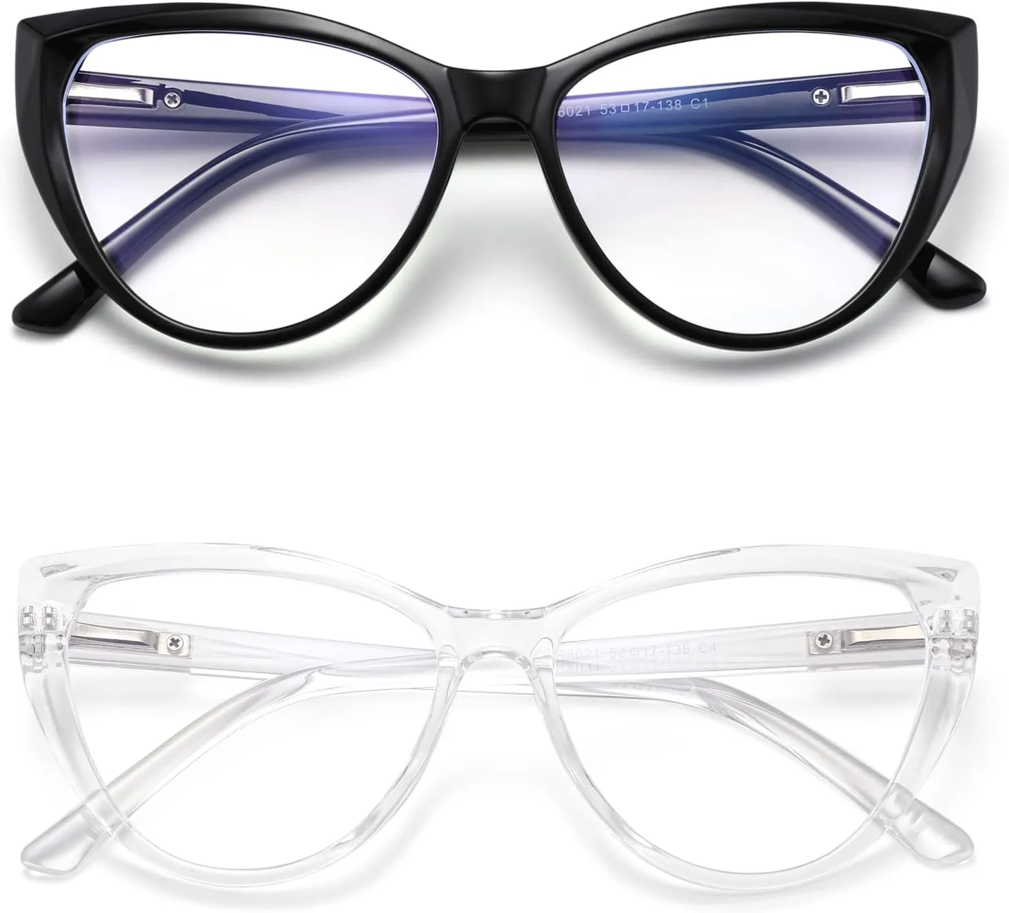 2 Pack Cat Eye Blue Light Blocking Glasses for Women Trendy TR90 Frame Anti Blue Ray Eyesatrain Computer Eyeglasses