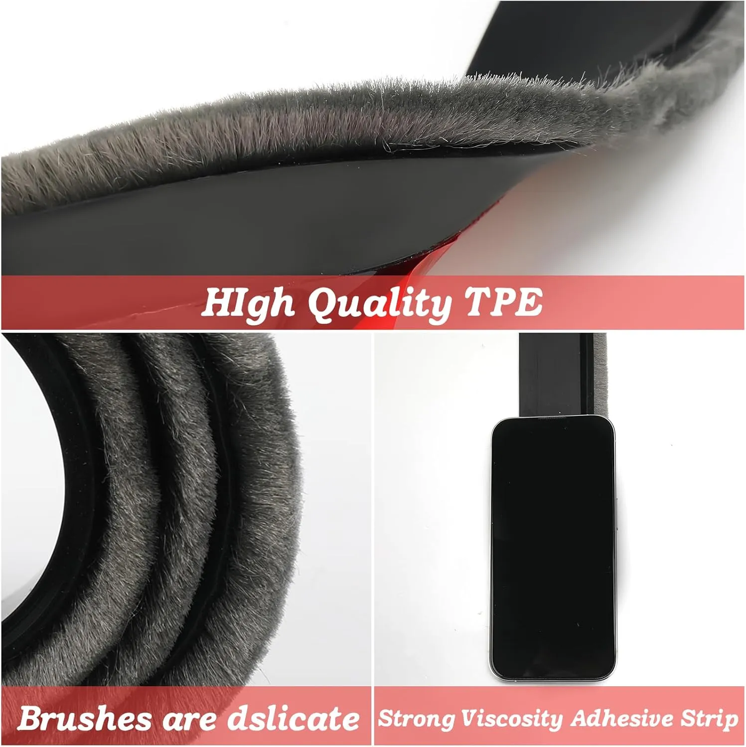 2 Pcs Door Sweep for Bottom of Door ,Integrated under Door Draft Stopper with Brush ,Weather Stripping with Self Adhesive,Under Door Seal for Protection Against Dust,Cold,Heat,Noise 39.37"L/2"W(Black)