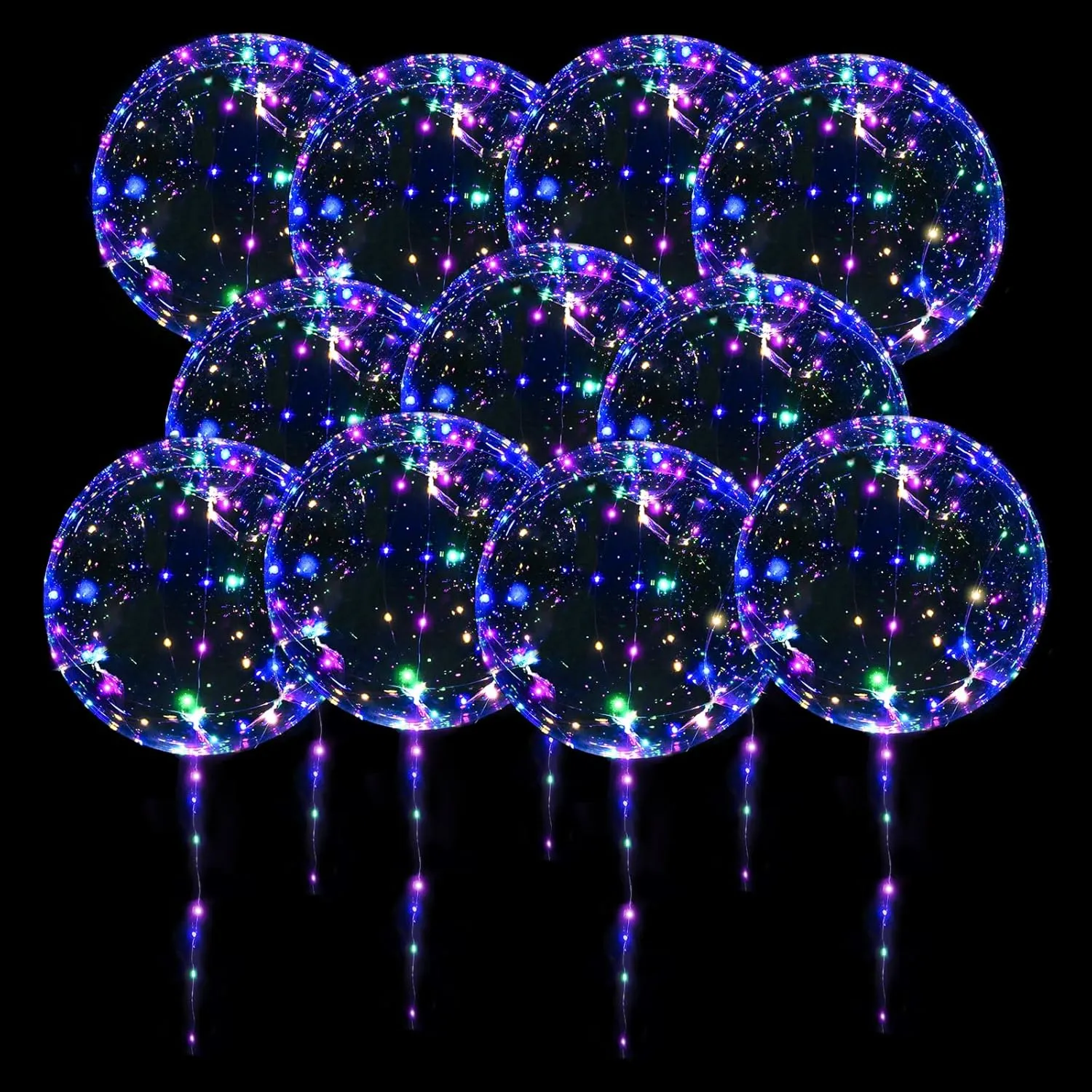 20 Pack Led Balloons Light Up with Colorful Led Lights | 24 Pcs with 20 Inch Transparent Balloons and 20 Led Lights | Perfect Supply for Glow Stick Party, Birthday Party,Wedding