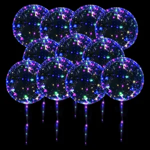 20 Pack Led Balloons Light Up with Colorful Led Lights | 24 Pcs with 20 Inch Transparent Balloons and 20 Led Lights | Perfect Supply for Glow Stick Party, Birthday Party,Wedding