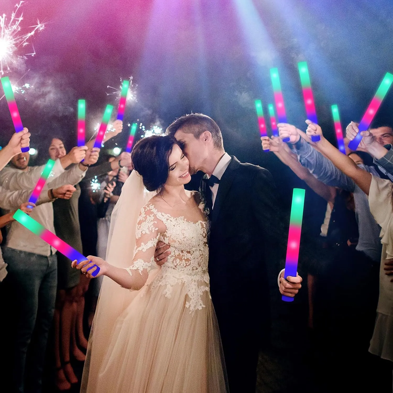 200 PCS LED Foam Sticks, Bulk Glow Sticks, Foam Glow Sticks for Wedding with 3 Modes Colorful Flashing, Glow in the Dark Party Supplies for Wedding, Raves, Concert, Sporting Events