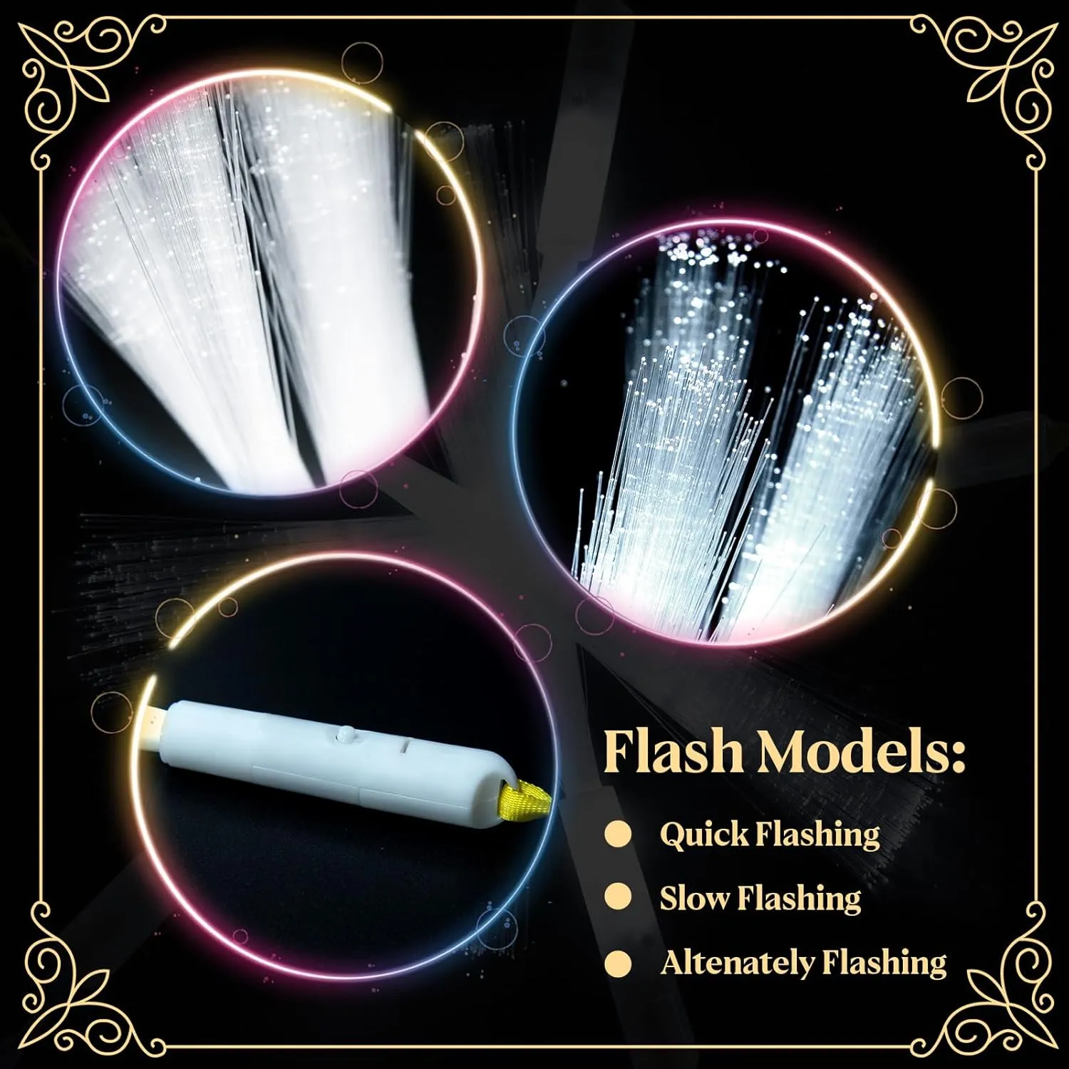 200 PCS White LED Fiber Optic Wands, Glow Sticks for Wedding, Bar DJ, Halloween & New Year