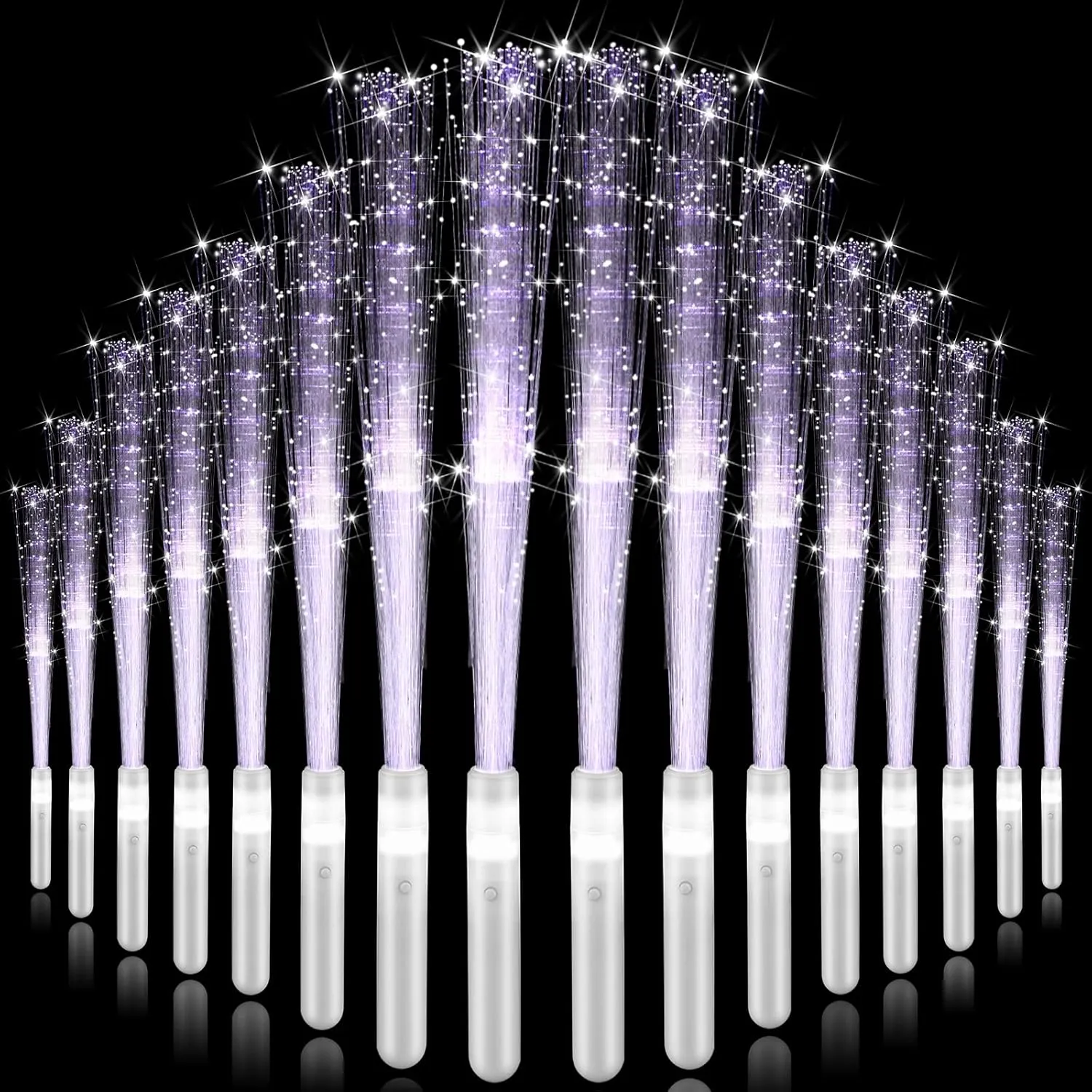 200 Pieces Fiber Optic Wand Bulk 13.8 Inch White Glow Stick Wedding Fiber Optic Stick with 3 Light Modes LED Light up Wand Flashing for Bridal Shower Glow in the Dark Party Favors