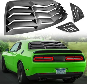 2008-2023 Rear Side Window Louver Windshield Sun Shade Cover ABS Black Compatible with Dodge Challenger 2008 2009 2010 2011 2012 2013 2014 2015 2016 2017 2018 2019 2020 2021 2022 2023