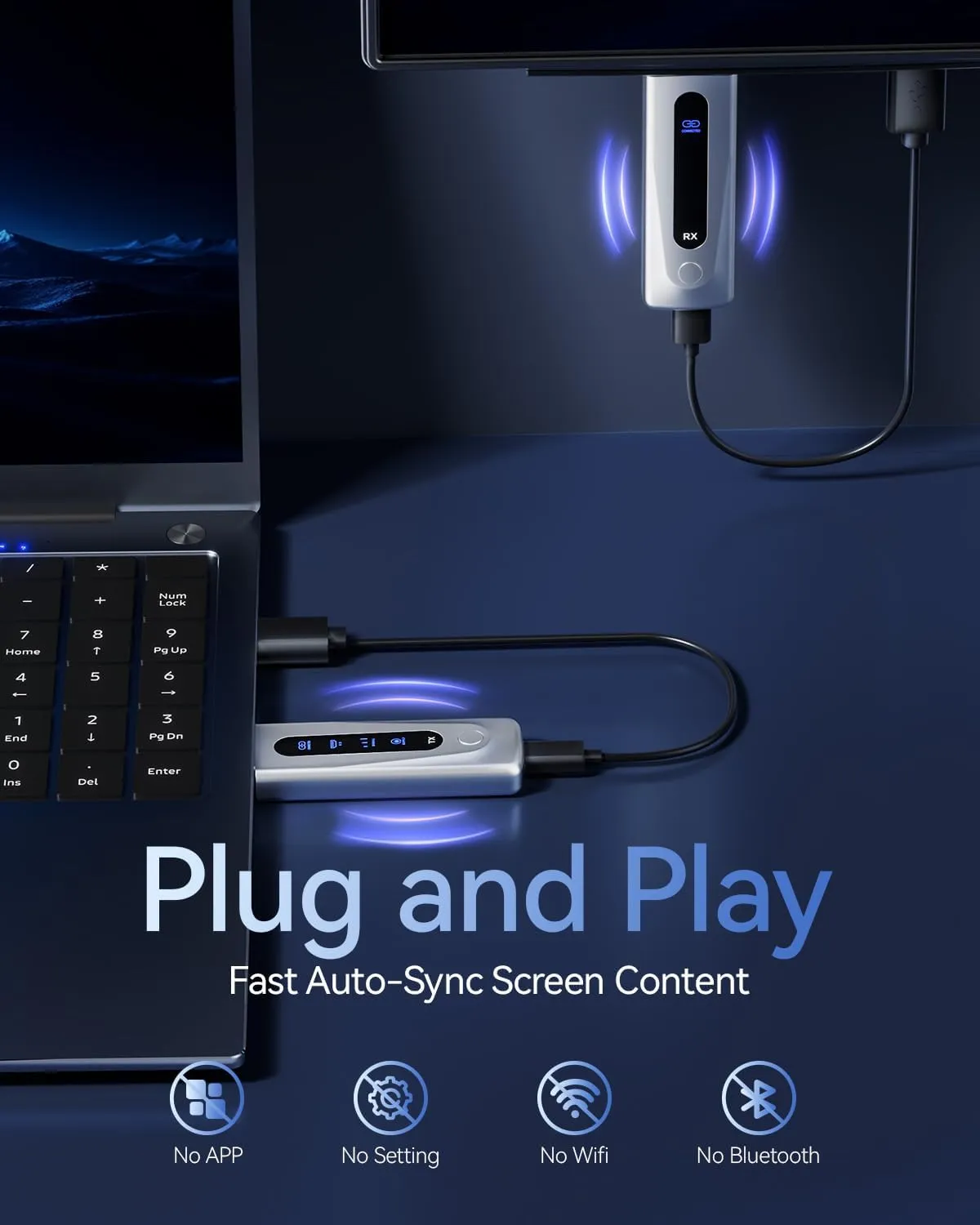 2025 Upgraded Wireless HDMI Transmitter and Receiver 328FT/100M, LED Display, 4K Decode 1080P@60Hz Ultra HD Video Output, Plug&Play 5G 2.4G for Video and Audio to Monitor from PC/Projector/TV Box