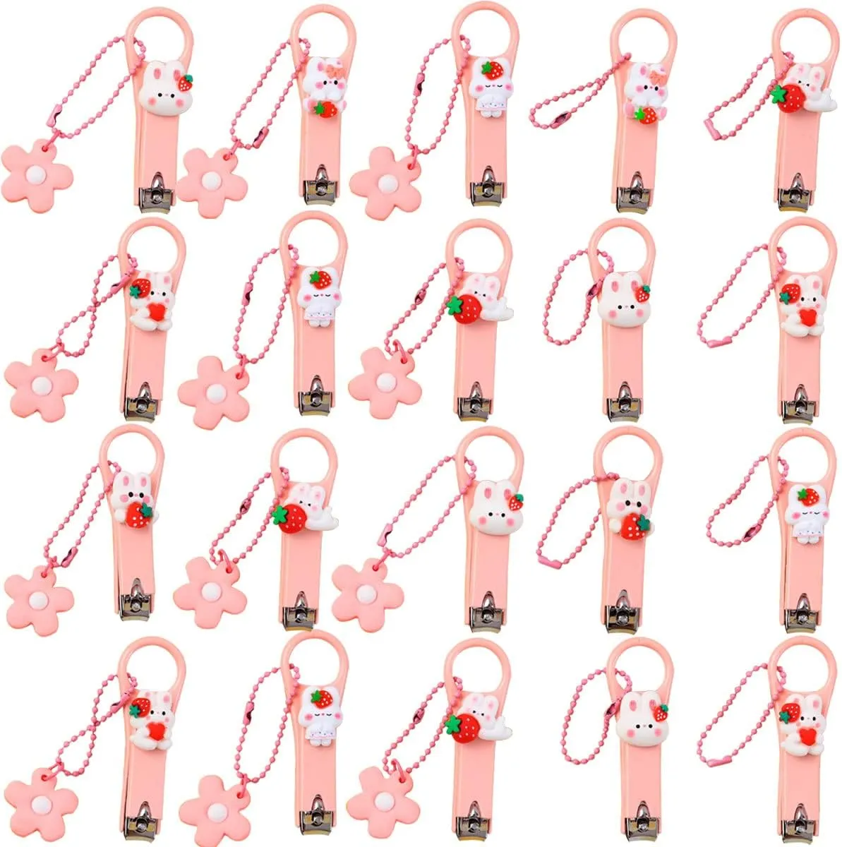 20Pcs Pink Nail Clippers Bulk,Toenail Clippers Set Stainless Steel Nail Combo Set Fingernail and Toenail Clipper Nail Cutter Tool Set for Girl Women Kids,Random Style