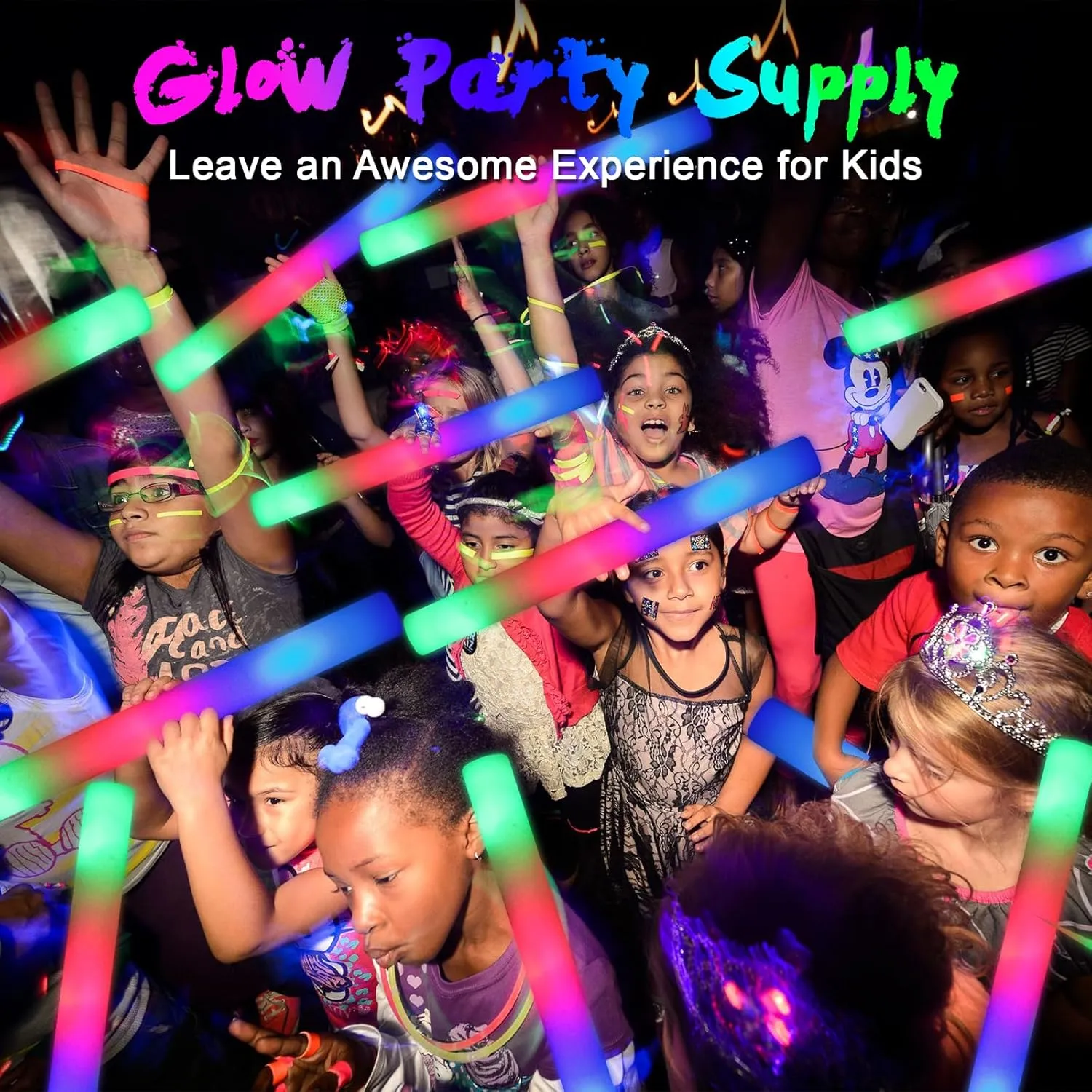 230 LED Foam Glow Sticks, Bulk Glow Sticks, Foam Light Up Sticks Bulk, LED Foam Sticks with 3 Colorful Flash Mode,Glow Party Supply for Wedding, Birthday, Concert, Carnival, Sporting Events