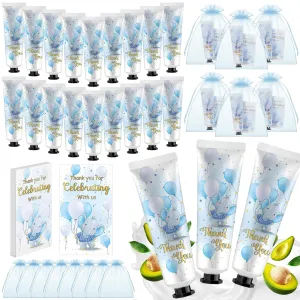 24 Sets Baby Shower Hand Cream Bulk Blue Elephant Shower Favors Bridal Thank You Appreciation Hand Cream for Guests Travel Size Lotion with Organza Bags