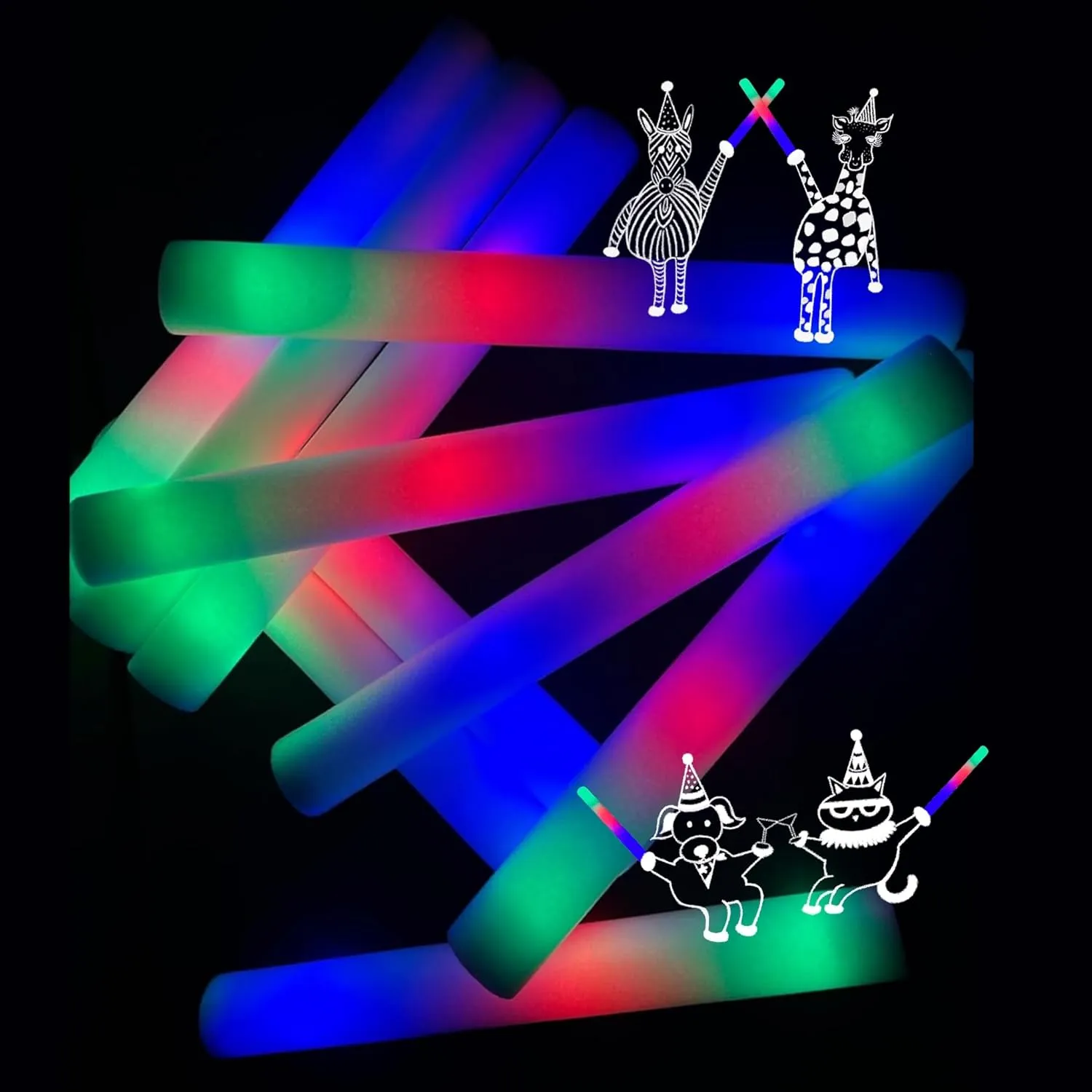 25-Pack Glow Foam Sticks – UltraBright 3 Flashing Modes, great for kids’ parties, 4th of July, Halloween, school breaks, campouts & more. From a fun-loving, U.S.-owned small business!