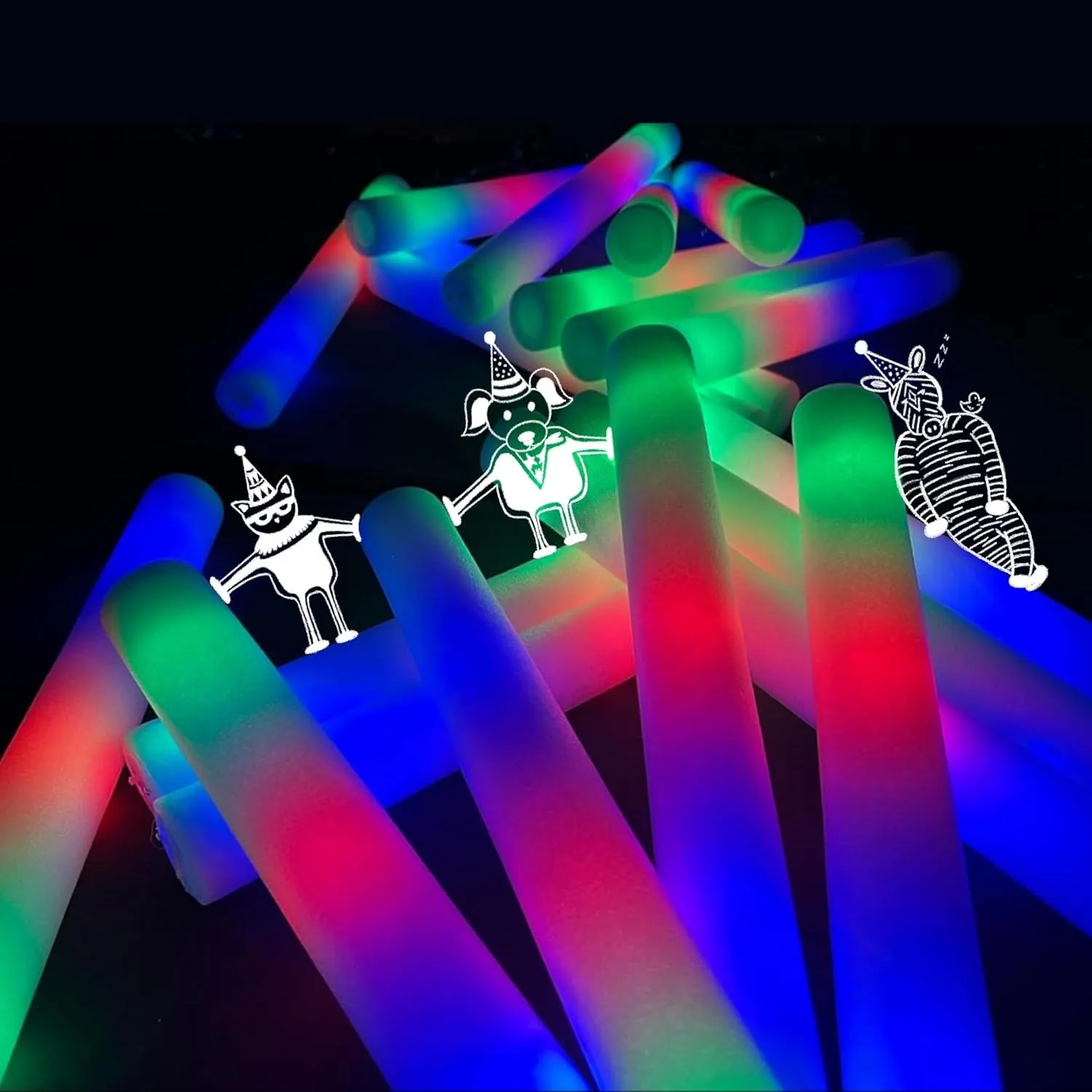 25-Pack Glow Foam Sticks – UltraBright 3 Flashing Modes, great for kids’ parties, 4th of July, Halloween, school breaks, campouts & more. From a fun-loving, U.S.-owned small business!