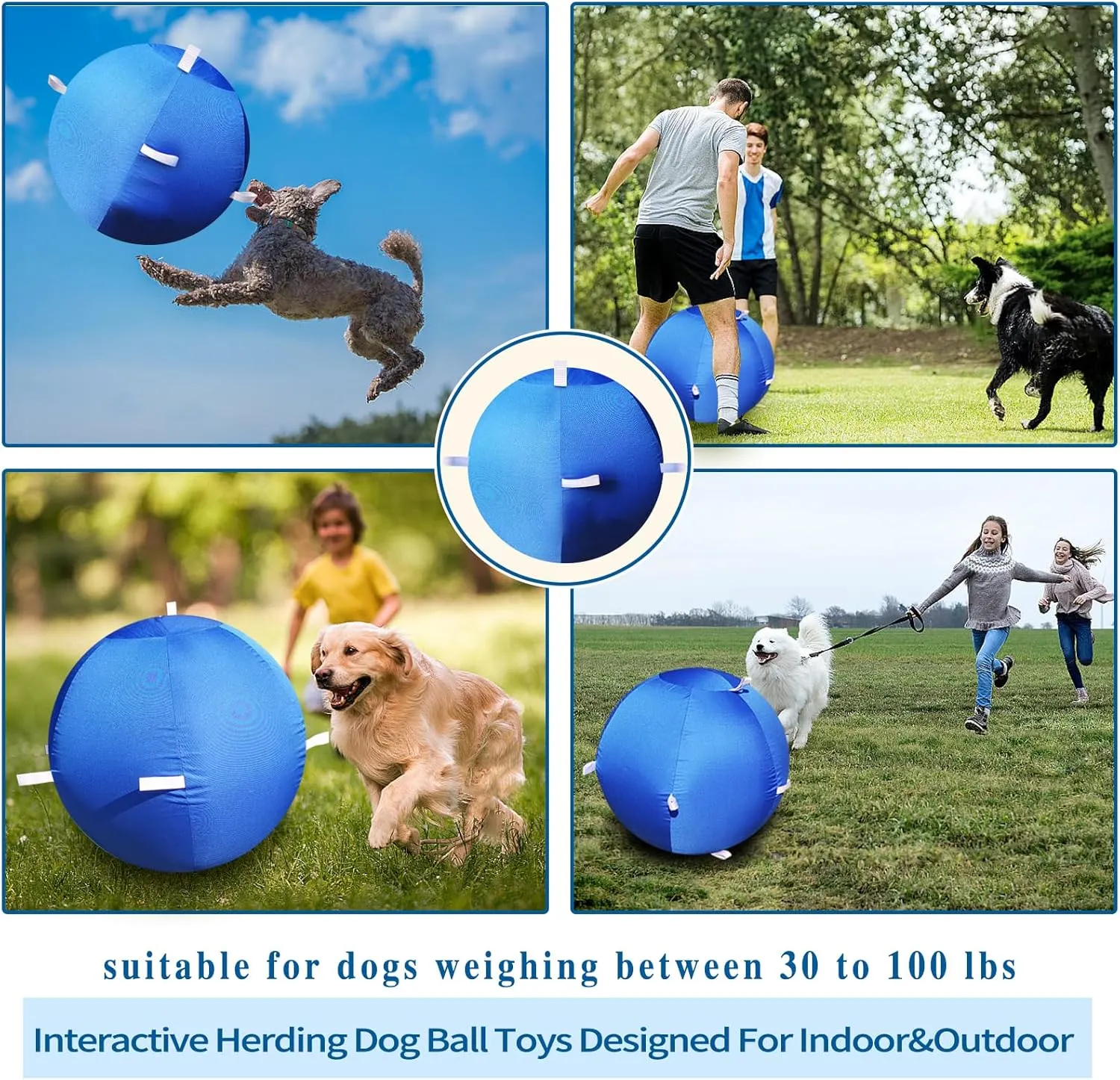 25" Dog Horse Ball&Cover with Straps, Herding Ball for Dogs Blue Heelers, Harding Dog Large Mega Pets Soccer Ball for Australian