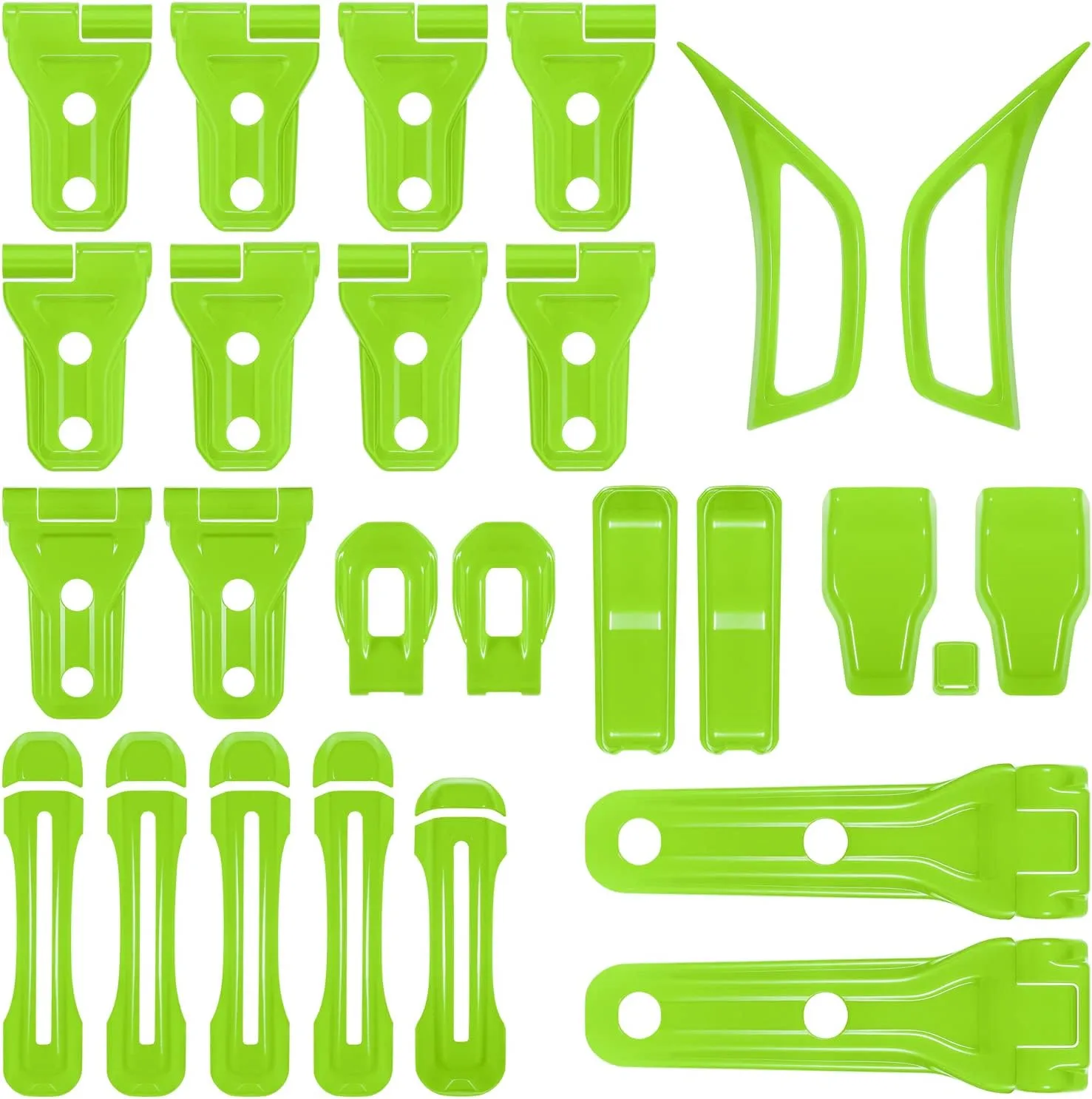 26PCS Full Set Exterior Decoration Trim Kit for Jeep Wrangler JL JLU 2018-2023 Door Hinge Handle Engine Hood Hinge Hood Latch Wheel Eyebrow Side Air Outlet Rear Tailgate Window Hinge Cover (Green)