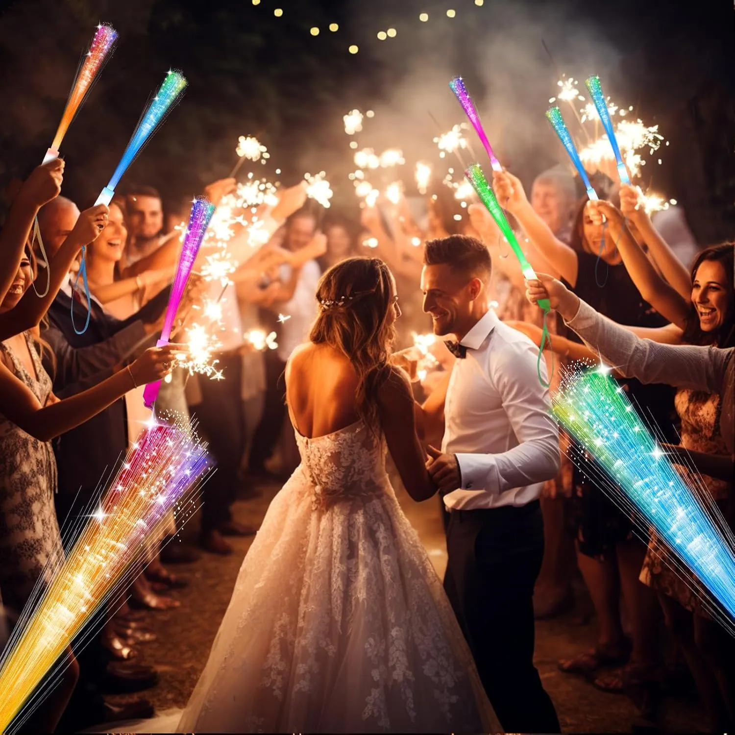 28 PCS Glow Fiber Wands Sticks, LED Party Favors, LED Light Wands, Glow in The Dark Party Supplies, Fiber Optic Wands, LED Flashing Sticks, Fiber Optic Light Wand Stick for Party, Wedding Favors