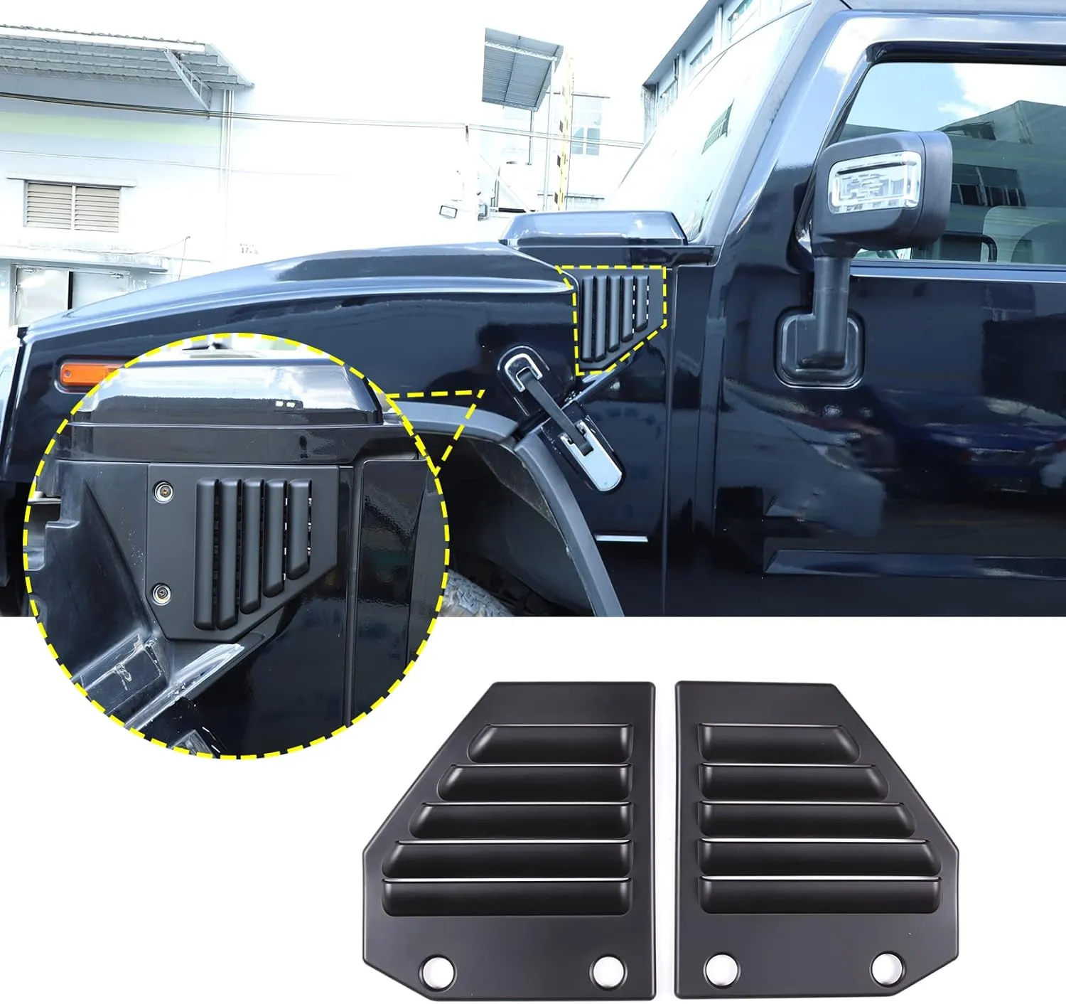 2PCS Car Side Vent Cover Hood Intake Bezel Trim Molding Compatible with 2003-2009 Hummer H2,Side Scoop Hood Cover Car Exterior Accessories (Matter black)