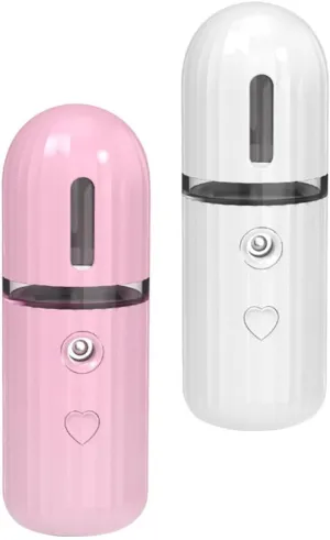 2Pcs Portable Rechargeable Moisturizing Mist Sprayer Facial Mister with Fine Mist for for Home Travel Office Use